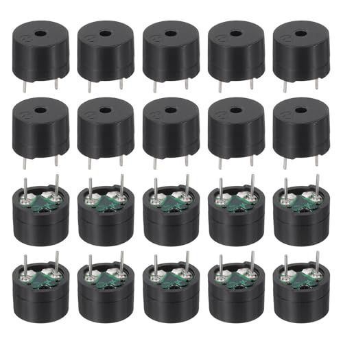 sourcing map 20 Pcs Passive Buzzer DC 1.5-5V 12x8.5mm Electric Tone Buzzer Alarm Piezo Beep Sounder Continuous Sound Beep for Physics Circuits Alarm Safety Development Boards House Shop