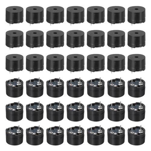 sourcing map 50 Pcs Passive Buzzer DC 1.5-12V 12x8.5mm Electric Tone Buzzer Alarm Piezo Beep Sounder Continuous Sound Beep for Physics Circuits Alarm Safety Development Boards House Shop