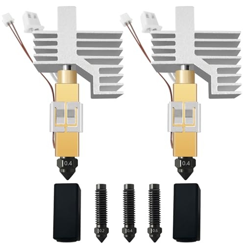 HzdaDeve 2PK 0.4 mm Hardened Steel Ceramic Hotend for Centauri Carbon 2/CC2 Print Head Extruder Kit Hot End Heating Cartridge Silicone Cover Heating Block with Extra 0.2 mm 0.4 mm 0.6 mm Hardened