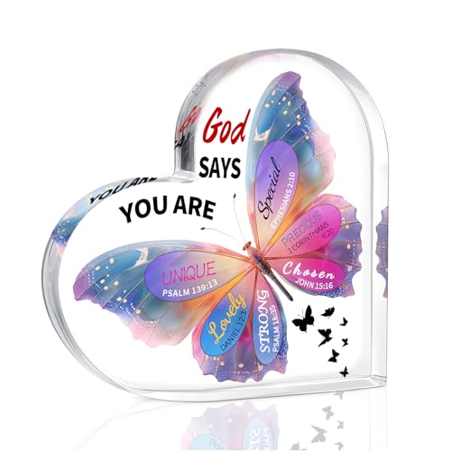 Christian Gifts for Women Birthday Acrylic Plaque Butterfly Inspirational Gifts for Women Friends Mom Sister Coworker Catholic Female Religious Spiritual Gift Home Christian Decor Sign