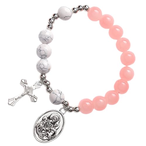 YARNOW Glass Cross Beaded Bracelet for Women with Alloy Chain Not Easy to Break and Fade, Smooth Surface Jewelry Suitable for Birthdays and Special Occasion
