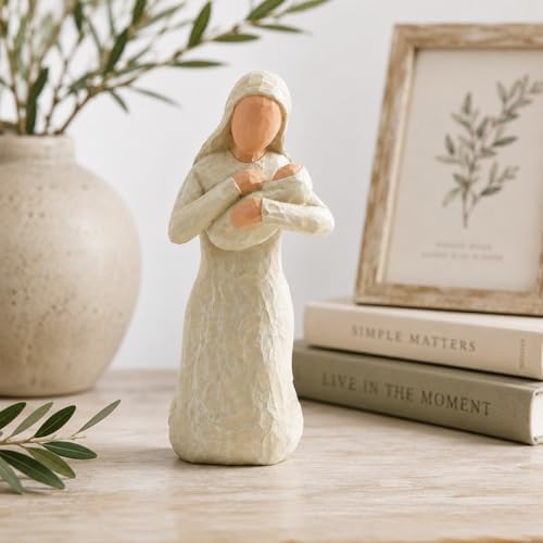 Virgin Mary Statue, 5.91 Inch Resin Blessed Mother Religious Decor White 5.9" Tall