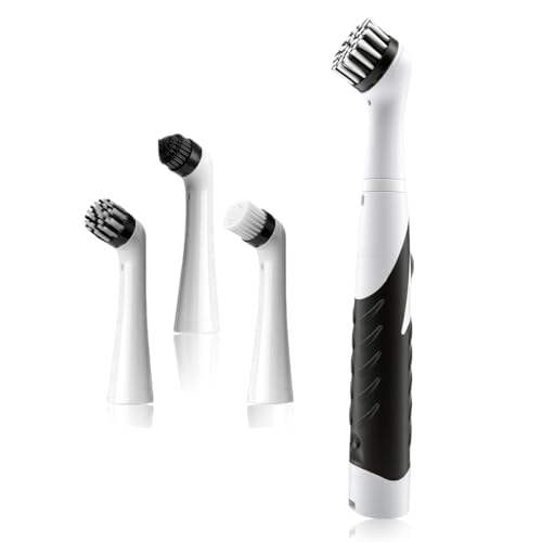 Riven Electric Cleaning Brush Cordless Battery Powered Scrubber with 3 Brush Heads for Kitchen Bathroom Tile Floor Black