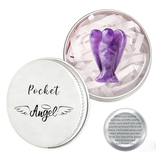 Amethyst Crystal Angel in Tin, Spiritual Gifts for Women, Healing Crystal Gifts, Guardian Angel Gifts, Inspirational Gift in a Tin