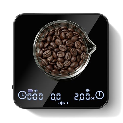 Digital Coffee Scale with 1800mAh Rechargeable Battery,Scales 0.01g, Auto Coffee Ratio,Type-C Charging,Timer & Heat-Resistant Silicone Pad for Espresso & Pour Over