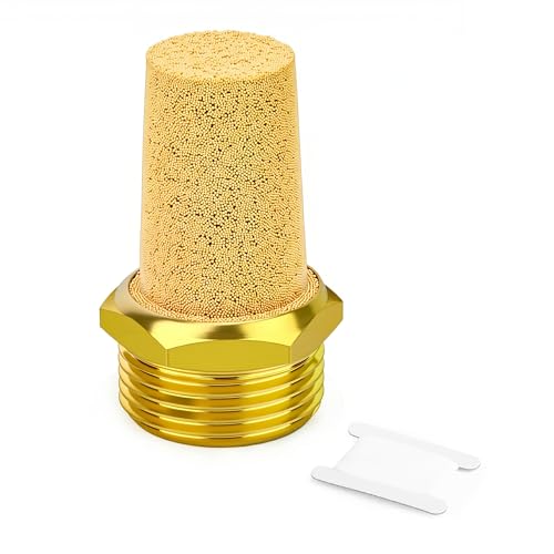 GASHER 1PCS Brass Long Head Solenoid Valve Muffler, 1-1/4BSP Thread Pneumatic Exhaust Silencer, Noise Reducer for Solenoid Valves, Industrial Automation Pneumatic System Components