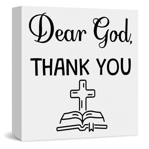 Christian Home Sign Wooden Block Sign Inspirational Religious Gifts for Women Men Office Decor Wooden Easter Prayer Christmas Housewarming Gift Farmhouse Shelf Desk Decor Signs Baptism Faith Gifts Faith Decor