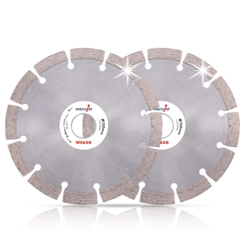 Marcrist WS650SF Wall Chaser Blade 150mm x 22.23mm - Segmented Diamond Cutting Disc for Brick, Block and Masonry - Multi Material Cutting Discs - Dry Use - 2 Pack (3711R)