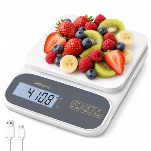 Digital Kitchen Scales 5kg/0.1g, Rechargeable USB-C Food Scales, Backlit LCD Display, Grams & ML for Cooking Baking Meal Prep, Black