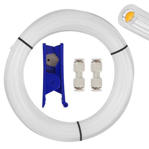 Sovol PTFE Tube 2.5mm ID 4mm OD,Star-Shaped Low-Resistance Tubing 5M, High-Temp Resistant, with 2 Couplers for Bambu lab X1/ X1C/ P1P/ P1S/ A1/ A1 Mini, Prusa MMU3, K1 Max/Ender 3 V3 3D Printer 5 Meter (Star-shaped)