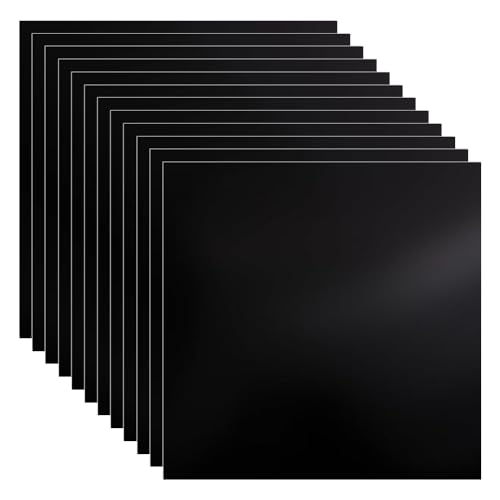 NBEADS 12 Pcs Black Laser Engraving Testing Paper, Self-Adhesive Laser Testing Paper Double-Sided Dimming Paper for Marking Machine and Optical Cutting, 18x18x0.02cm
