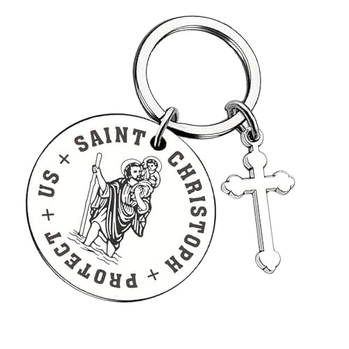 St Christopher Keyring Travel Gift for Men or Women, Christopher Keychain Token Medal, Saint Christophers Token Medal, for Safe Travels Saftey and Protection, New Car Gifts and Accessories