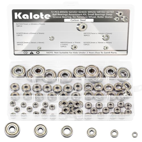 72 PCS 6 Sizes Deep Groove Ball Bearings Assortment 72PCS SAE