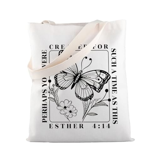 MEIKIUP Bible Verse Tote Bag Christian Scripture Gift Perhaps You Were Made for Such a Time as This Esther 4:14 Faith Based Gift Esther 4:14 Tb-uk