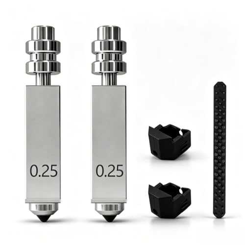 HzdaDeve 2PK 0.25MM Integrated Hardened Steel Nozzles and 2PK Silicone Cover for Kobra X Combo Quick-Swap High Flow Throat Tube Nozzles Print Head Extruder Kit Hot End Nozzle Brush