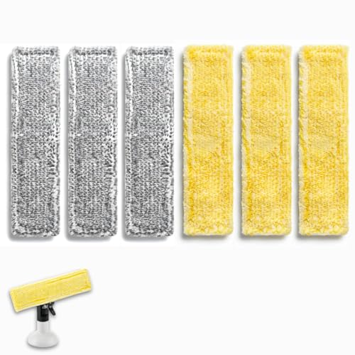 Pack of 6 Replacement Pads Compatible with Kärcher Window Vacuum Cleaner Replacement Parts, Window Vacuum Cleaner Accessories, Microfibre Mop Covers, Suitable for Kärcher Window Cleaner WV2 WV5 WV6