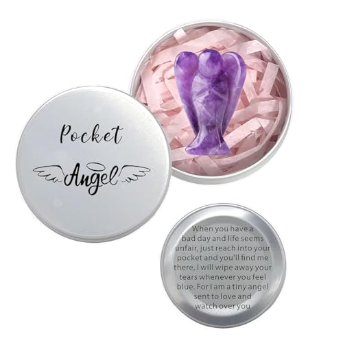 Amethyst Crystal Angel in Tin, Spiritual Gifts for Women, Guardian Angel Gifts, Healing Crystal Gifts, Crystal Ornaments, Chakra Crystals
