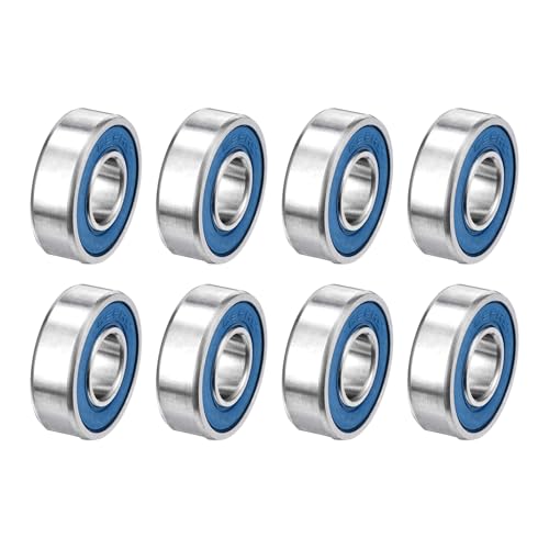 sourcing map 8 Pcs 698-2RS Deep Groove Ball Bearing, 8x19x6mm Double Rubber Sealed and Pre-Lubricated, Chrome Steel Micro Bearings, (ABEC7, Z4 Low Noise)