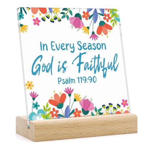 Christian Desk Decor Religious Gifts for Women Men Acrylic Sign for Home Office Inspirational Scripture Bible Verses Acrylic Sign with Wooden Stand Christian Gifts for Women Men Friends Christian Decor