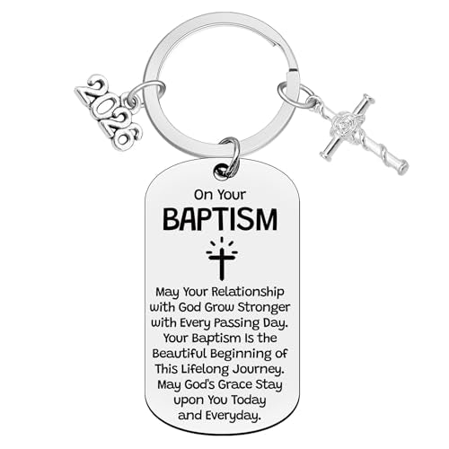 Ximalun Baptism Gifts Keyring for Girls Boys Catholic First Communion Confirmation Christening Gift for Teen Boys Girls Christian Gifts for Women Men Kids Easter Basket Stuffers