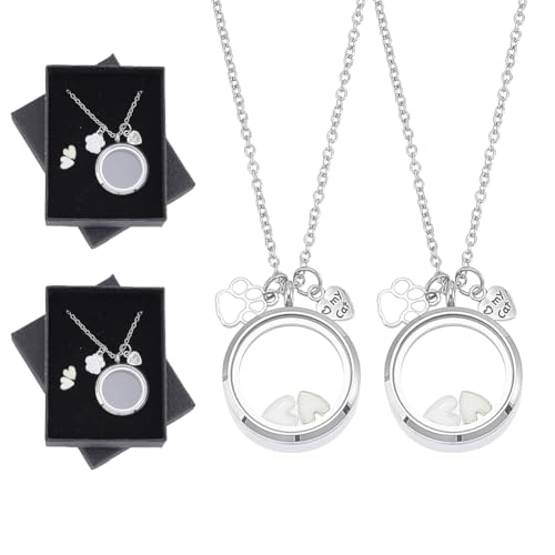 Pet Memorial Necklace Pet Hair Souvenir Necklace for Dog Memorial Jewelry that Holds Ashes Fur or Hair Clear Urn Locket Necklaces for Women Dogs Ash Vial Necklaces Pets Ashes Souvenir 23.62 Inch
