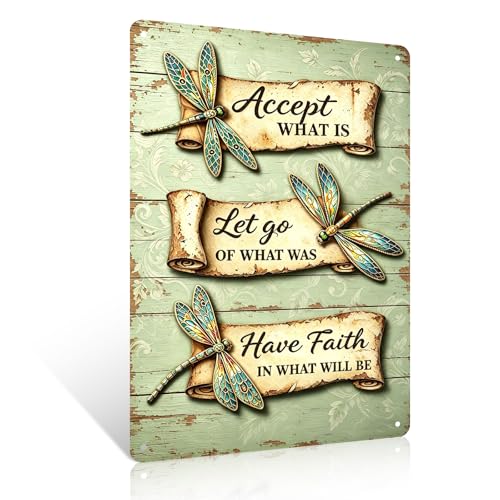 Dragonfly Metal Signs 8x12 Inches Inspirational Quotes Wall Art 8x12in/20x30cm Dragonfly Inspirational