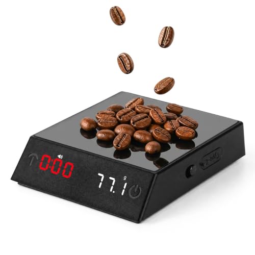 Coffee Scales with Timer, Rechargeable Espresso Scales, 2kg Capacity/0.1g Precision, Mini Coffee Scale with 45° LED Display, 4 Modes for Espresso and Pour-Over Coffee
