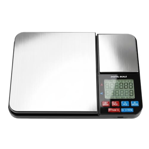 Dual Platform Digital Kitchen Scale,Stainless Steel Digital Food Scales,7 Units Double Precision Range 0.01g-5kg Backlight LCD,for Cooking Baking Jewelry