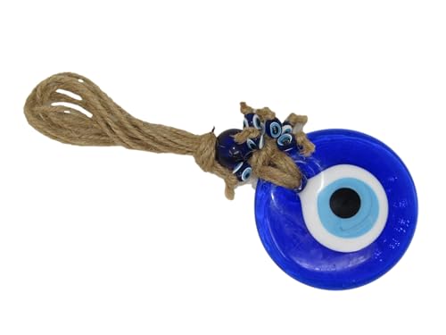N749 7cm Evil Eye & Macramé Wall Hanging Amulet – Large Blue Nazar Protection Charm with Beaded Macramé | Good Luck Home Décor for Positive Energy, Blessings & Spiritual Protection