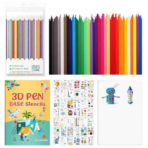 Wiseten 3D Pen Filament Refills Set, 320PCS 2.5mm PCL Filament for 3Doodler