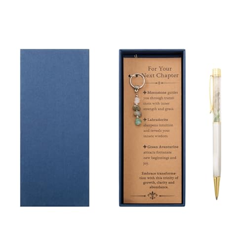 Crystal Pen - New Chapter Gifts, Teacher Pens, Crystal Pen with Gift Box, Card and Keychain, leaving gifts for Colleagues Women, Exam Good Luck Gift, New Job New Beginning Inspirational Gift
