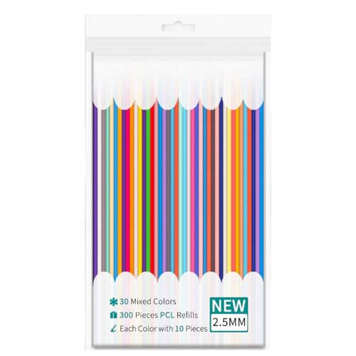 300Pieces Low Temperature PCL 2.5mm 3D Pen Filament Refills 30 Colours (10 per Colour, 15cm Each) Compatible with 3Doodler Start 3D Printing Pen and 3D Doodle Pen for Children