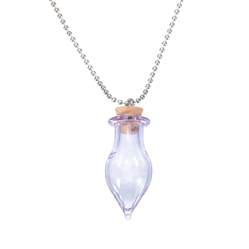 sourcing map Vial Necklace, Stainless Steel Glass Teardrop Perfume Bottle Pendant Necklace Ashes Urn Vial Pendant Openable Bottle Purple