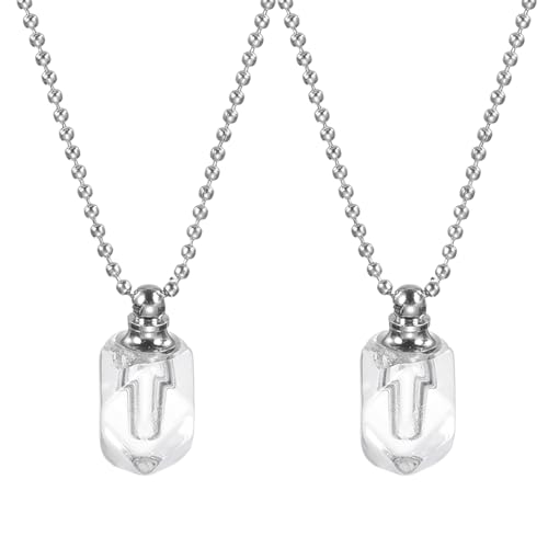sourcing map Vial Necklace, Stainless Steel Glass Diamond Perfume Bottle Pendant Necklace Ashes Urn Vial Pendant Openable Bottle Case 2