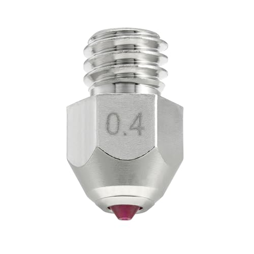 Ruby Tip MK8 Nozzle 0.4mm for Ender 3, CR-10, Elegoo Neptune 3, Sovol SV06 3D Printer and More, Hardened & Abrasion Resistant, Nickel Plated Copper Ruby