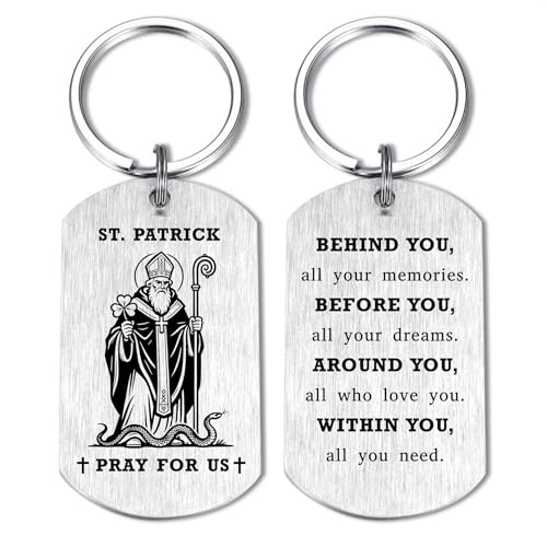 Alotozo St. Patrick Gifts - Saint Patrick Keychain for Mens, Patron Saint of Missionaries Engineers Gifts, St. Patrick's Day Birthday Key Chain for Irish Friend