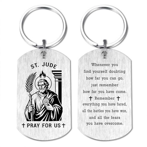 HYHYDHP St. Jude Prayer Keychain for Men Women - Saint Jude Patron Saint of Hopeless Causes Gifts, Graduation Christmas Religious Gift for Son Daughter Friend
