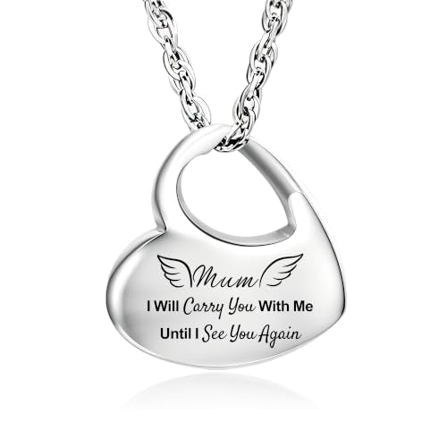 Gredstar Heart Urn Necklace for Ashes, Memorial Pendant Mum