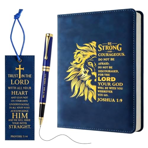 SIMDAO Christian Gift for Men, A5 Leather Notebook with Pen & Bookmark, 100Sheets/200Pages, Bible Study Journal, Religious Gifts for Men and Women Office School