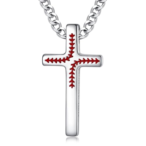 AEONSLOVE Cross Necklace Men Women Religious Gifts Cross Pendant Rhodium-Plated Copper