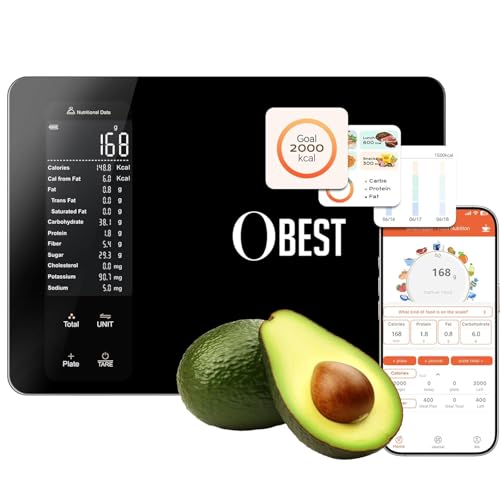 Smart Food Scale with Nutritional Calculator,Free APP 30 Nutrients Tracking Black