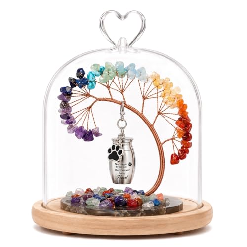 Small Urn for Human Ashes, Rainbow Crystal Tree Keepsake Memorial