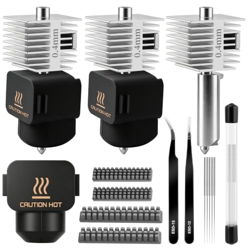 42 PCS 3 Sets Upgrade Hotend Kit, 3D Printer Print Head Hot End Heating Block Kit with 0.4 Hardened Steel Nozzle, Silicone Cover, Silicone Brush, Cleaning Needles for Bambu Lab A1/A1 Mini 3D Printer 0.4mm 3Sets