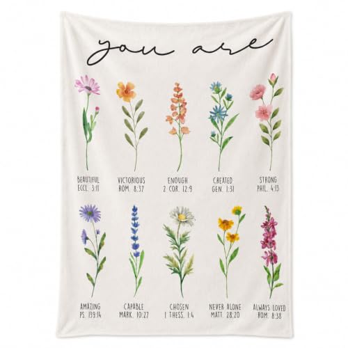Christian Gifts for Women Colourful Blanket Floral Bible Flannel Blanket