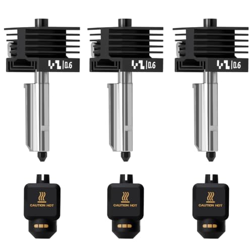 3PCS Upgrade 0.6mm P2S, X2D Hotend Kit, 3D Printer Print Head Hot End Heating Block Kit with 0.6mm Removable Hardened Steel Nozzle for Bambu Lab H2D, H2S, H2C, X2D, P2S 3