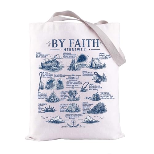 FEELMEM Hebrews 11 Faith Tote Bag Faith Gift Christian Bible Verse Hebrew Prayer Scripture Shoulder Bag Religious Gift (beige)