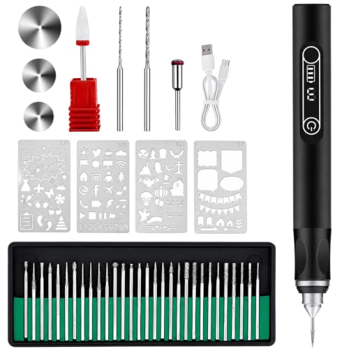 Electric Engraving Pen Set 3 Levels with 32 Bits and 4 Stencils