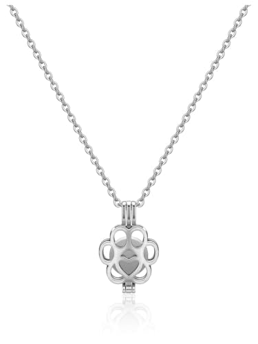 Pet Cremation Jewelry For Ashes Stainless Steel Pet Paw Memorial Locket Urn Necklace For Dog Cat Mini Case Inside Memorial Keepsake Cremation Jewelry Women Men Silver