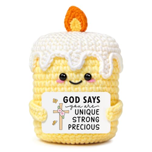 Handmade Crochet Christian Gifts for Women Birthday - Inspirational, Religious Gifts for Women, Sister, Friend, Daughter, Mum, Colleague, Baptism Gift, Home Office Desk Decor