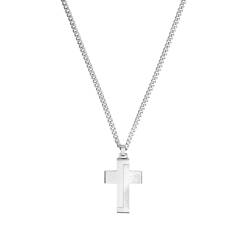 TOM TAILOR - TT-N0045 Men's Stainless Steel Necklace - Silver - Cross Pendant